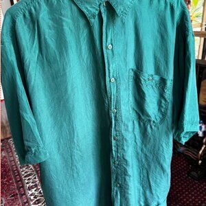 Vintage Impact 100% Silk Short Sleeve Button-Down Shirt